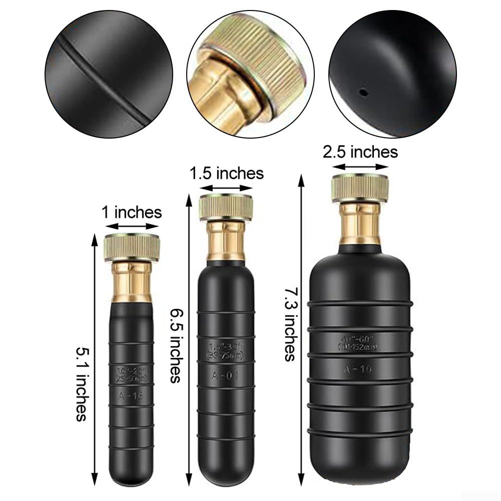 3Pcs Drain Bladder Kit, Drain Cleaning Bladder, Rubber Drain Bladder Unclogger Fits 1