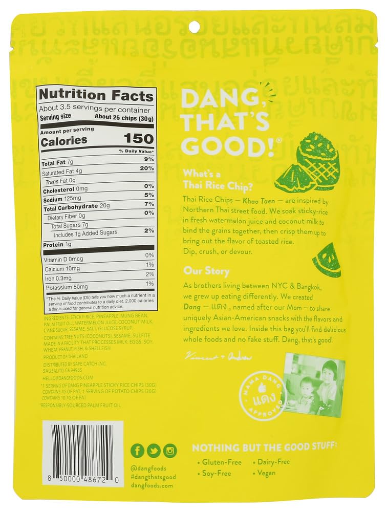 Dang, Chips Rice Thai Pineapple, 3.5 Ounce thumbnail 2