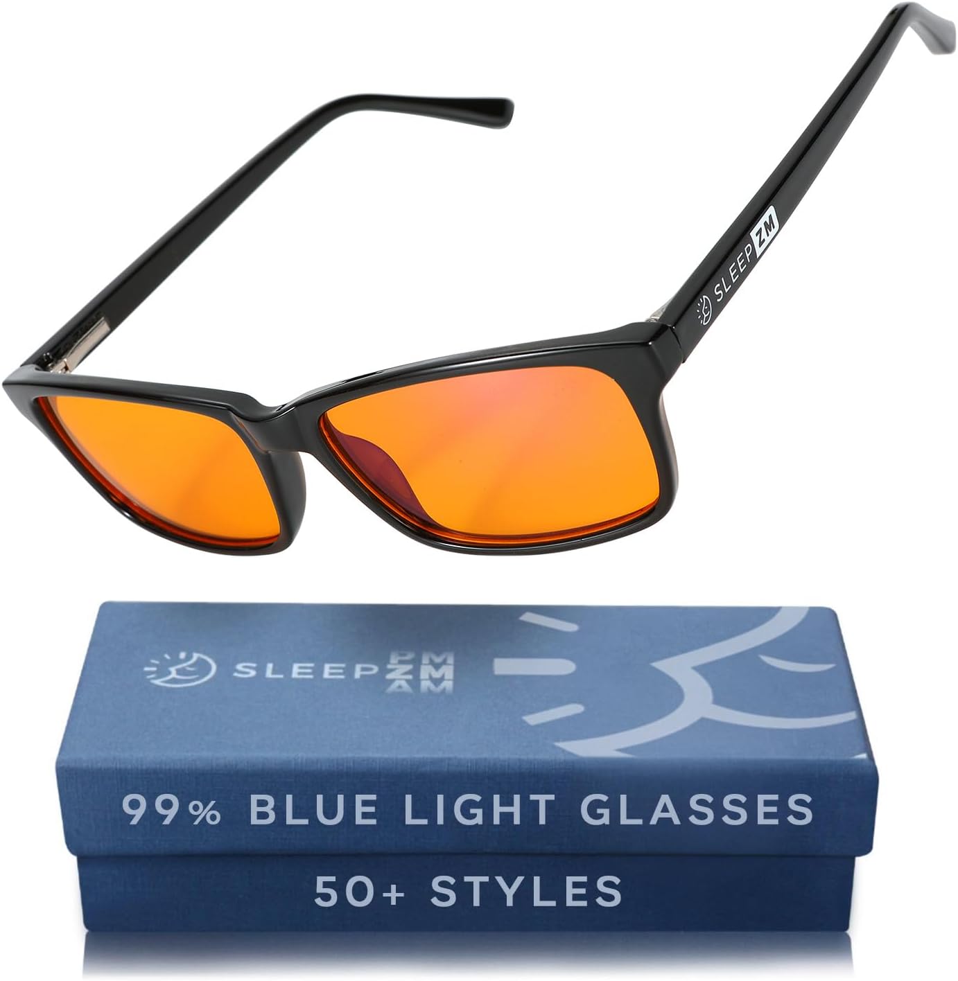 Square Frame Orange Night Glasses & 30-Pack Microfiber Cloths: 99.9% Blue Light Filtration to Promote Restful Sleep and Reduce Eye Fatigue