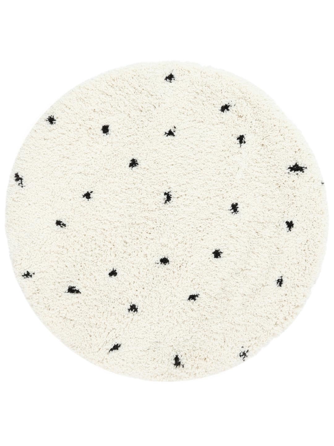RugVista Marbella, Alfombra Shaggy/Handloom, Pelo Corto, ∅ 100 cm, Redonda, Calidad cert. Oeko-Tex Standard 100, Polipropileno, Pasillo, Dormitorio, Cocina, Salón, Despacho, Blanco Roto/Negro OEKO-TEX STANDARD 100