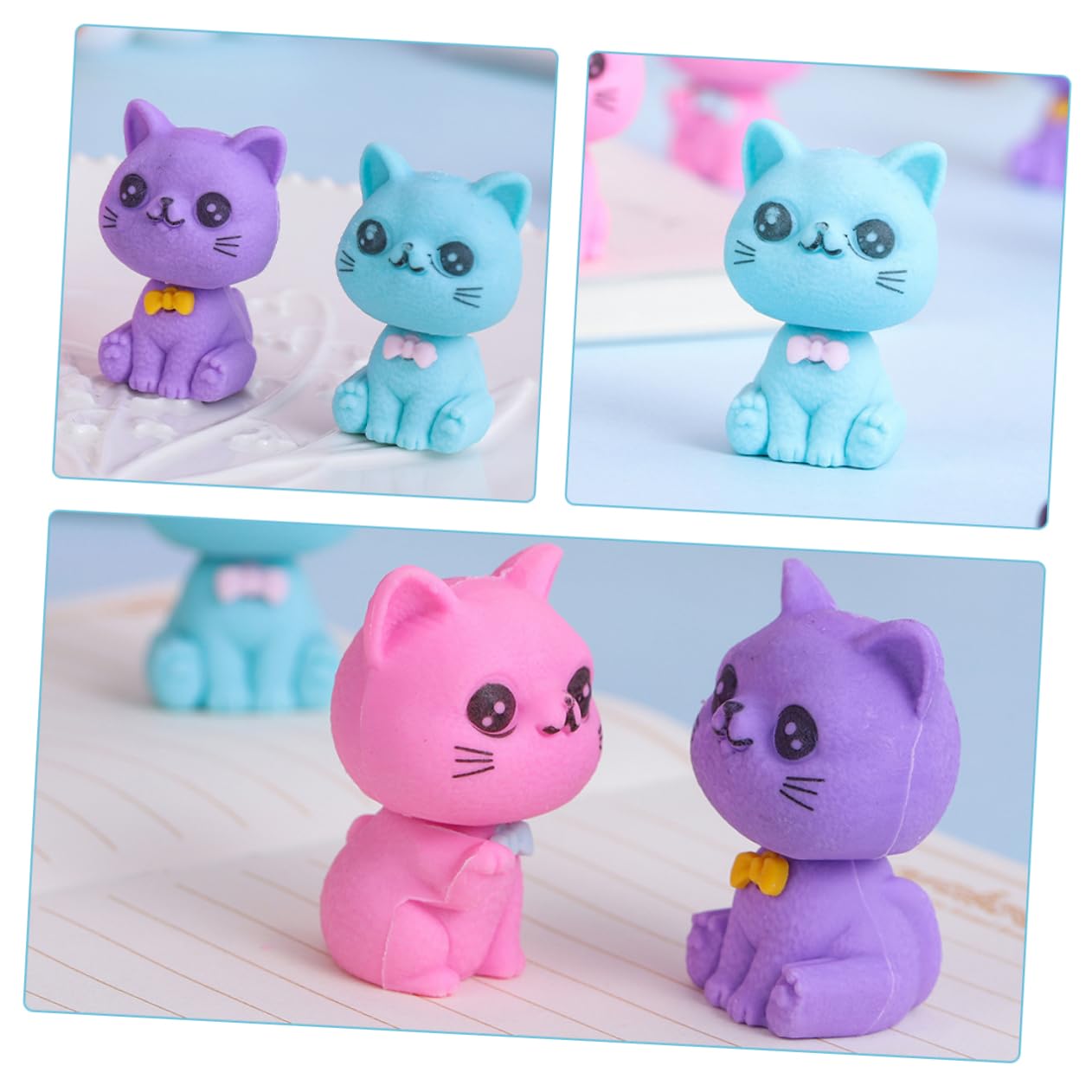 Gommes à Papier Chat 48 Pièces TPR, Petites Gommes de Dessin Animé