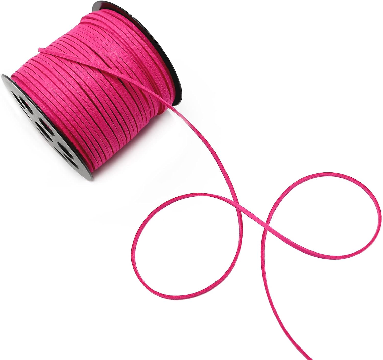 FQTANJU 100 Yards Suede Cord, 2.65mm Flat Faux Leather Cord with Roll Spool Beading Craft Thread for Necklaces, Bracelets, Jewelry Making, Beading and DIY Handmade Crafts (Rose red) - Image 4