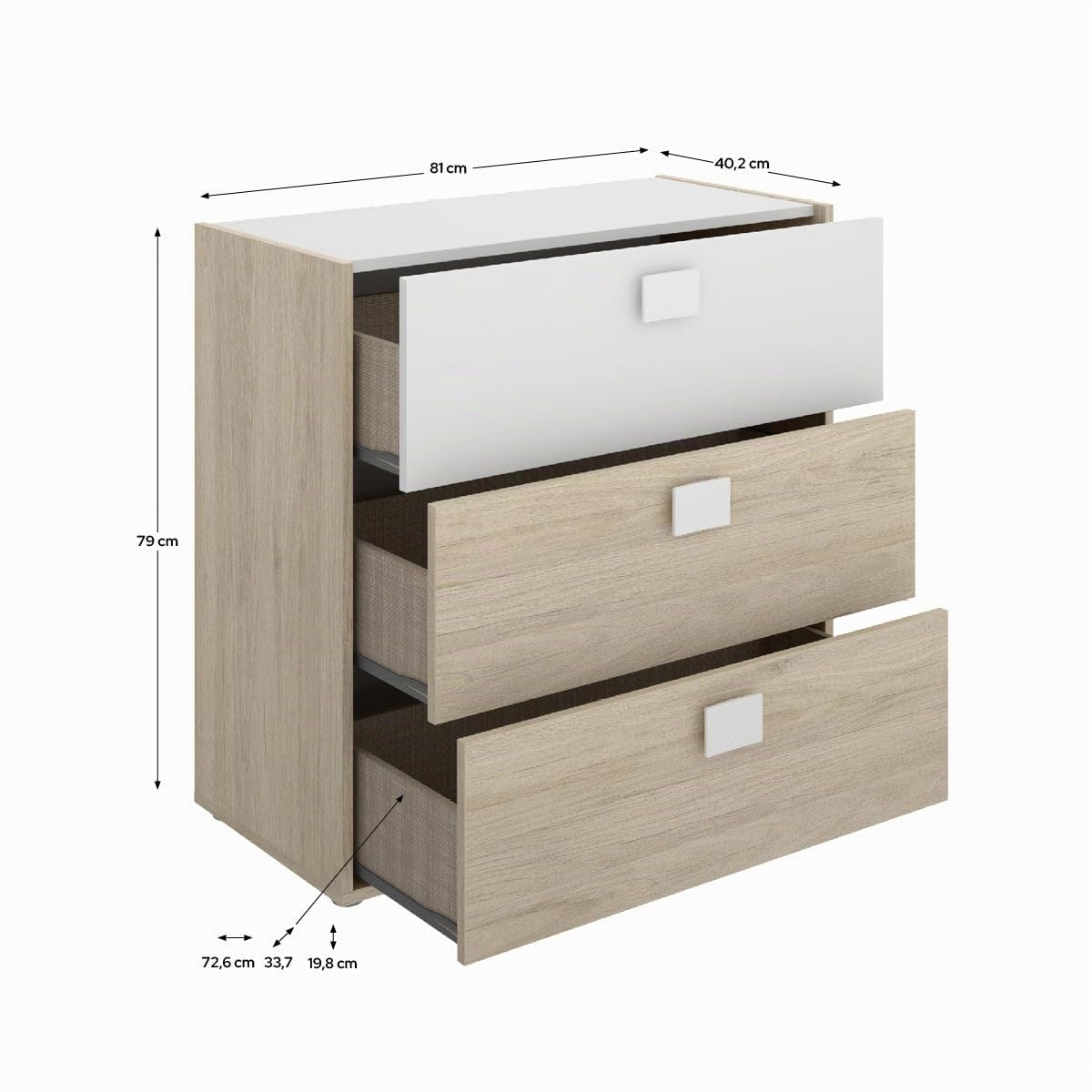 DEKIT - Pack Ahorro Juvenil Cama Dina con cajones, Armario, mesita y cómoda con 1 Colchón viscoelástico Nova 90x190cm y 1 Somier de Lama Ancha