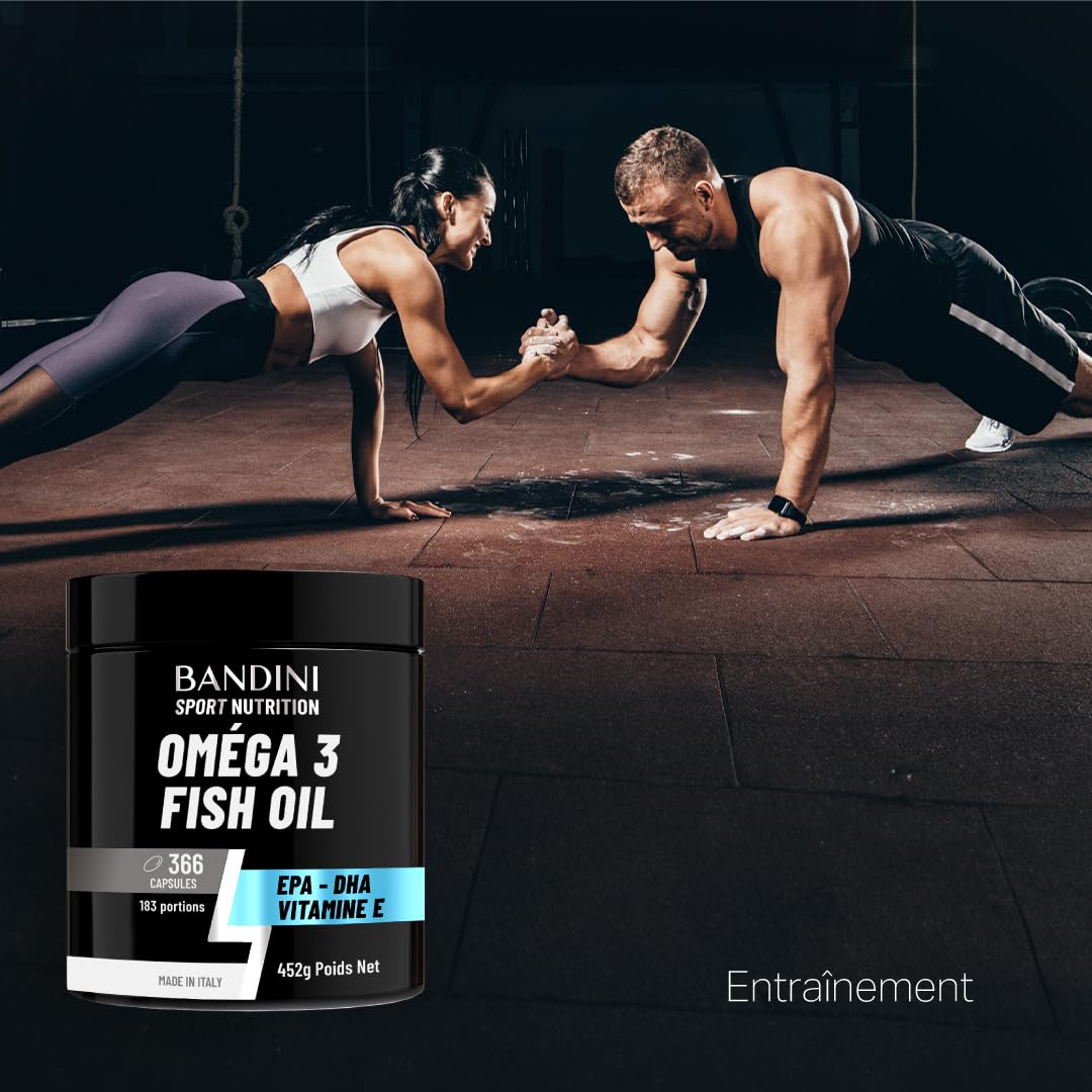 Bandini® OMEGA 3 Huile de Poisson 2000mg, 366 Gélules (180 Jours)- EPA DHA | 600mg de Triglycérides bio-actifs EPA et DHA, Oméga 3 pour cerveau, cœur | Sans arrière-goût et Odeur - Pur, Biodisponible