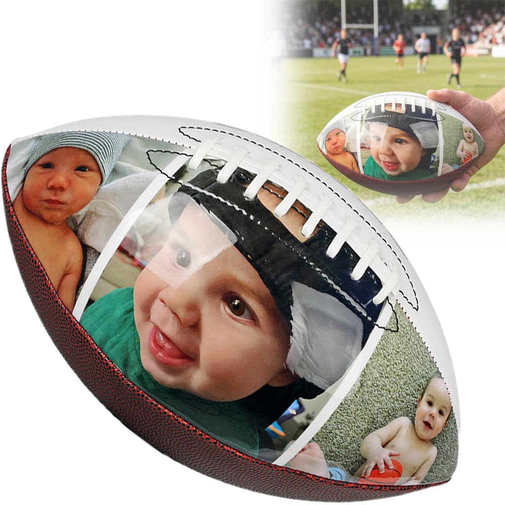 Pallone da Football Americano con Personalizzati Foto Nomi, Youth Junior Beach volleyper Allenamento Sportivo, Palla Sportiva per Interni ed Esterni Brown