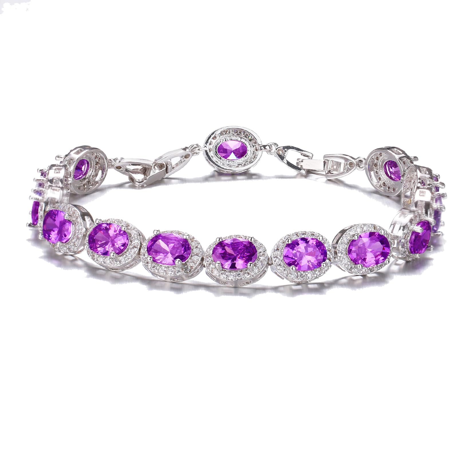 Oval Ladies Tennis Bracelet Inlay Garnet White Topaz Amethyst Citrine Peridot Pink Topaz 7 to 8 inch