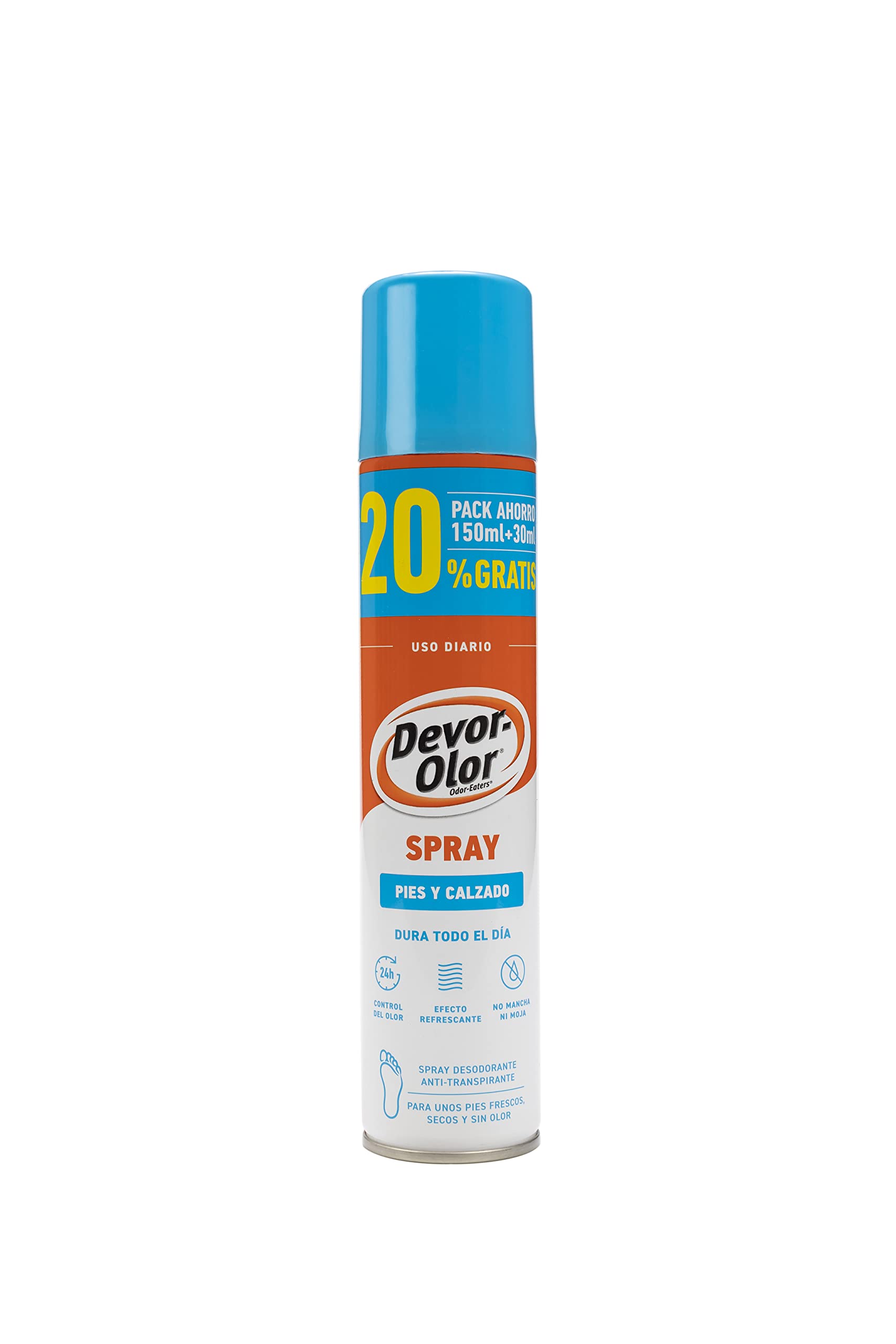 Devor-Olor | Spray pies y Calzado | Protección superior contra el olor y el sudor | Desodorante y antitranspirante para prevenir y eliminar instantáneamente el olor de los pies | +20% 180 ml