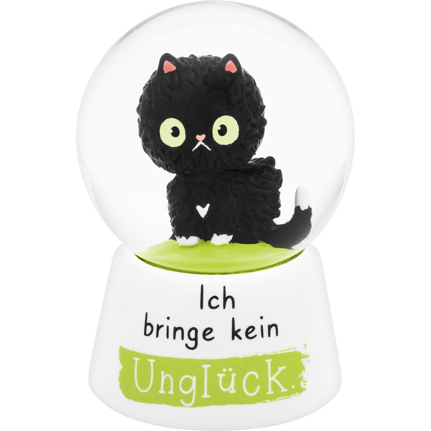 Dream globe motif black cat, snow globe for shaking, polyresin, height 6.5 cm, saying on base, gift, birthday gift, cat friends, 74844