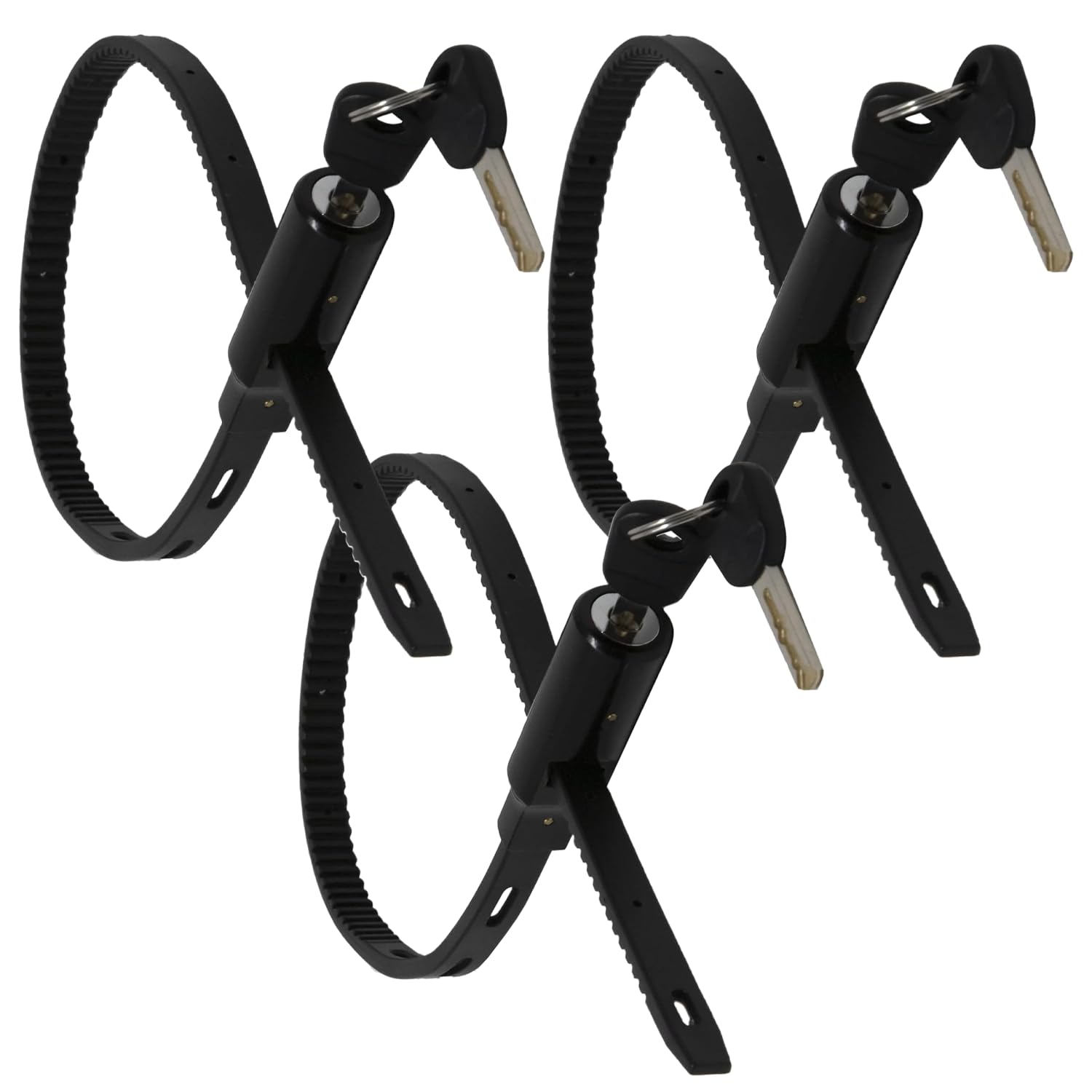 Urban August Multi-Purpose Keyed Adjustable Zip Tie Lock - 3 Pack Keyed Alike - Black Stainless Steel Refrigerator Cabinet Bike Stroller Helmet Lock