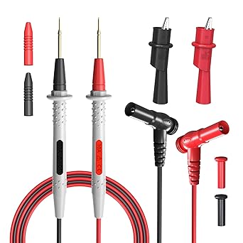 Multimeter Test Leads Kit Banana Plug with Push On Alligator Clips Precision Sharp Probes Digital Electrical Test Probes 1000V 20A
