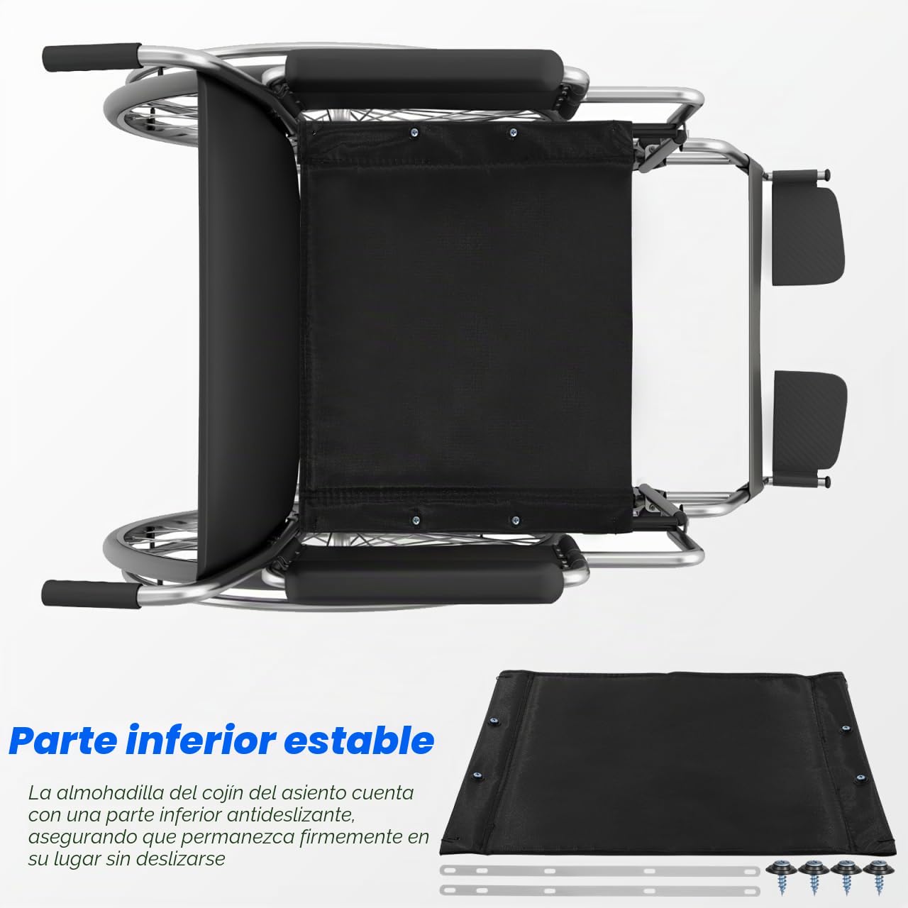minkissy Cojín para Asiento De Silla De Ruedas De Oxford 17.71X16.53 Pulgadas Almohadilla Extraíble Antideslizante con Tornillos Y Arandelas Repuestos Completos