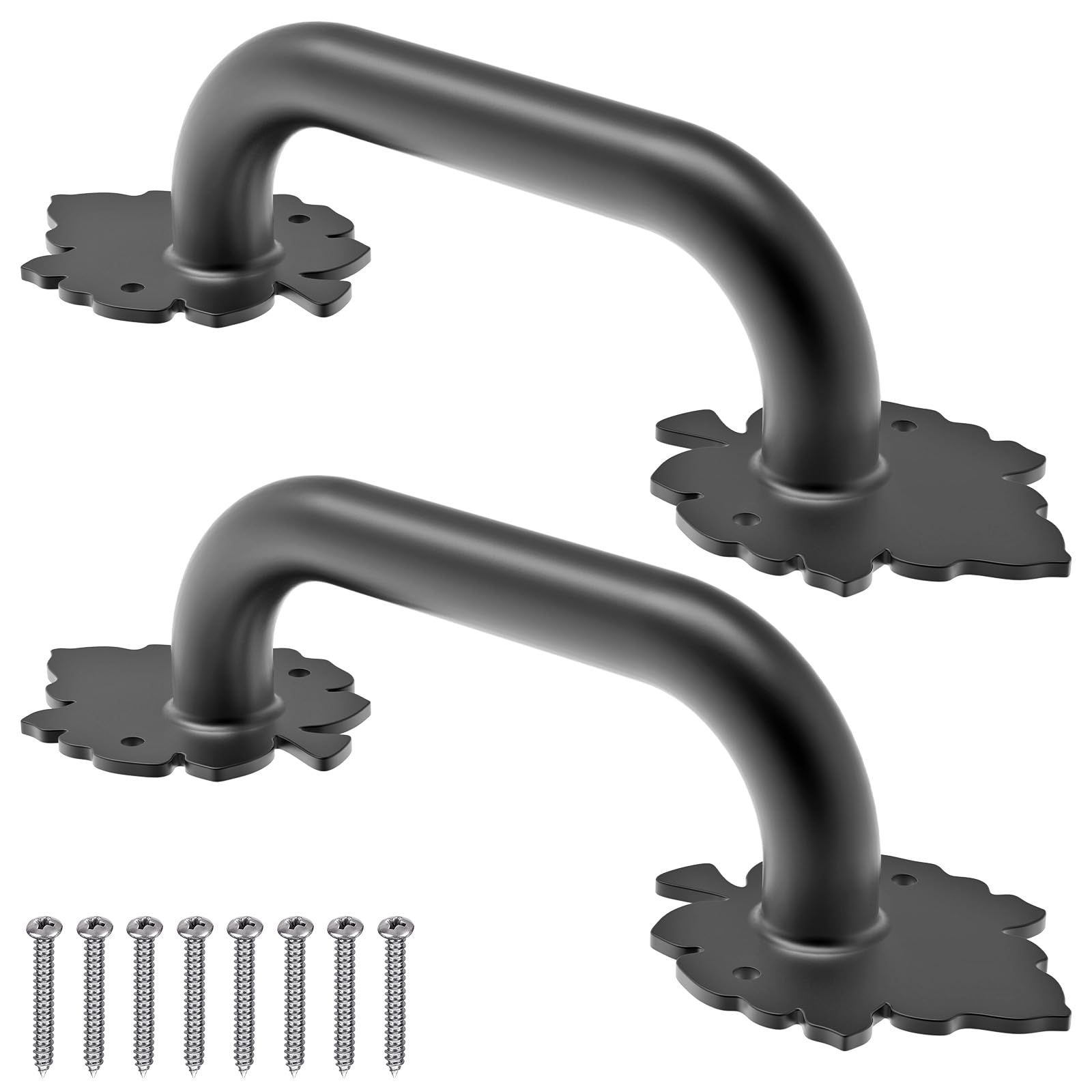 Dolibest Pull Door Handle, 25cm Barn Sliding Gate Handle 2pcs Heavy Duty Metal Internal Grab Handle Grip for Outdoor Wooden Gate/Garage/Front Door/Bathroom/Cabinet/Drawer/Closet with Hardware