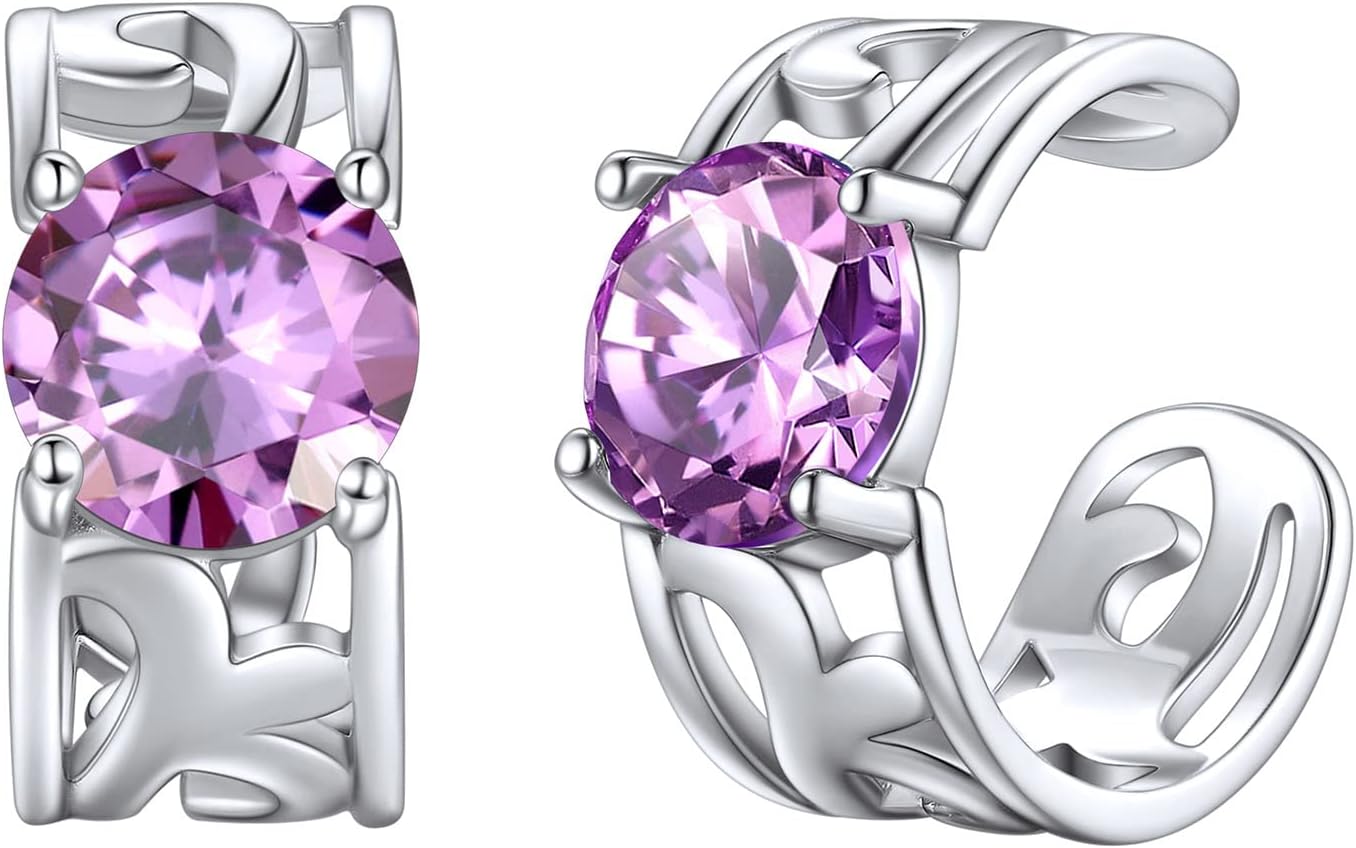 ChicSilver Ear Cuffs 925 Sterling Silver Created Birthstone Celtic Knot Ear Cuff Earrings Non Piercing Cartilage Cuffs Ear Conch Clip on Earrings for Women Hypoallergenic