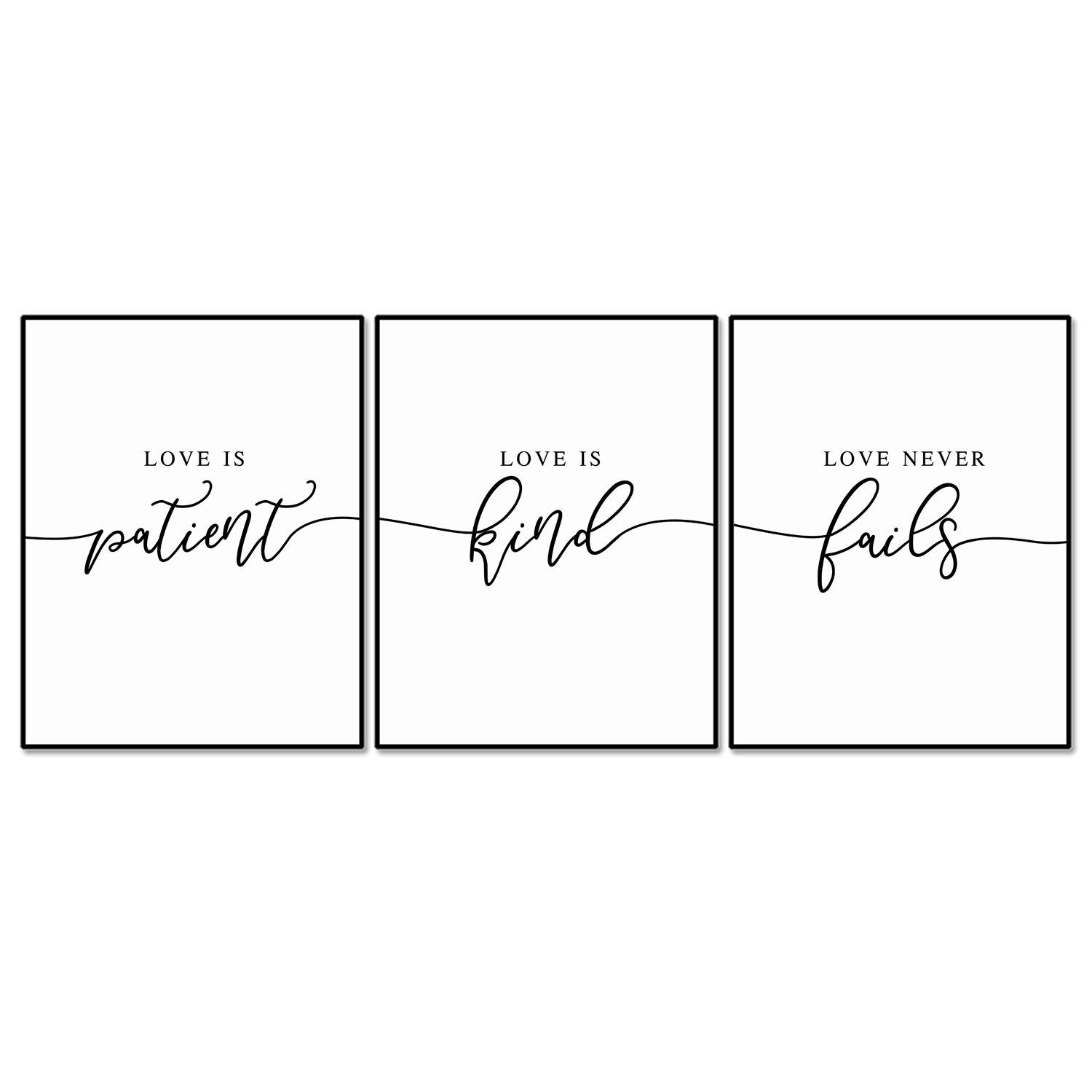 Above Bed Wall Art, Love is Patient, Love is Kind, Love