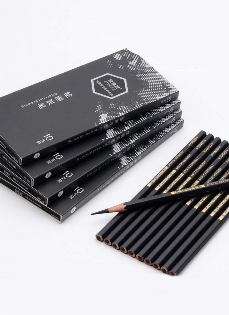 YYMIYU Sketch Charcoal Hard Professional Drawing Tool Set of 12 Charcoals