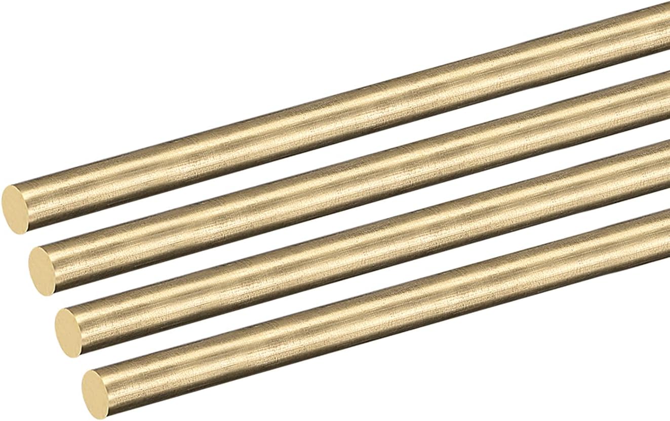 DMiotech 6Pack 4mm x 303mm, Brass Solid Round Rod, Brass Rod Lathe Bar Stock for DIY Craft