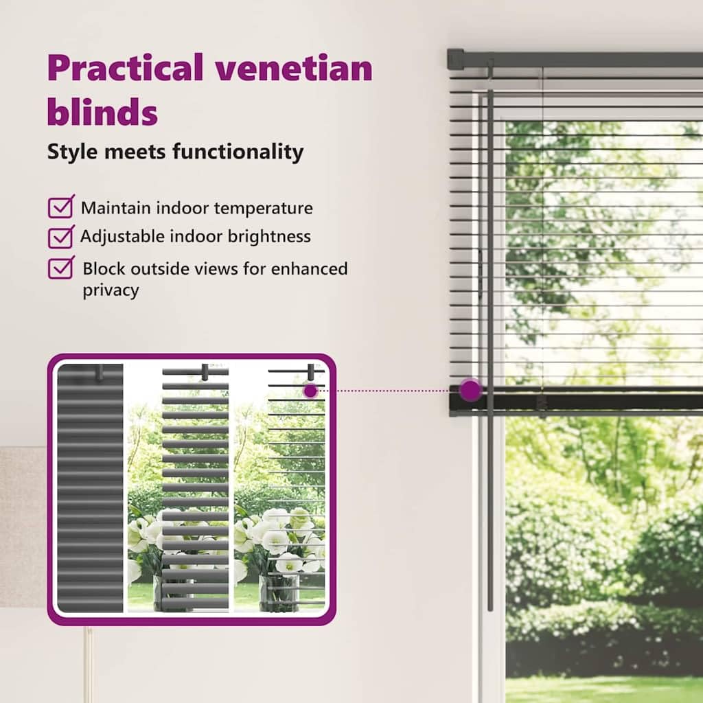 vidaXL Persianas venecianas Manual Gris Oscuro 130 x 140 cm Aluminio, Persianas Modernas para Interiores, de Aluminio Ajustables, Elegantes tratamientos para Ventanas en casa y Oficina