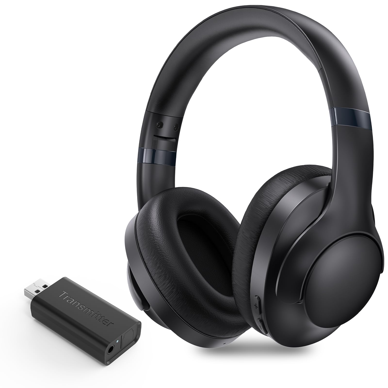 LETSACTIV Wireless Kopfhörer zum Fernsehen mit Sender und Headset-Ständer, 196ft Reichweite mit optischen, AUX, RCA und USB, hohe Lautstärke, 40 Stunden Spielzeit, Keine Verzögerung,Holzkohle