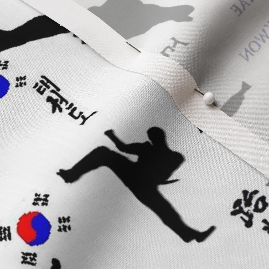 Spoonflower Fabric - Taekwondo Martial Arts Korean Fitness Health Sports Printed on Cotton Poplin Fabric by The Yard - Sewing Shirting Quilting Dresses Apparel Crafts