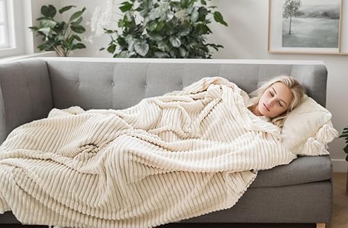 Vista 261 de Hozy - Cobija de forro polar para cama de 330GSM, suave, tela cepillada, muy cálida, para el sofá Gris ceniza