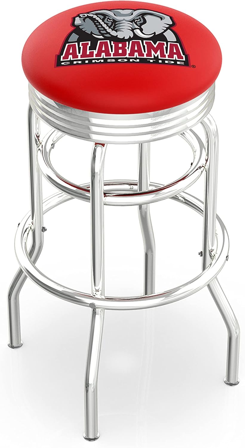 L7C3C Alabama 25" Double-Ring Swivel Counter Stool with Chrome Finish
