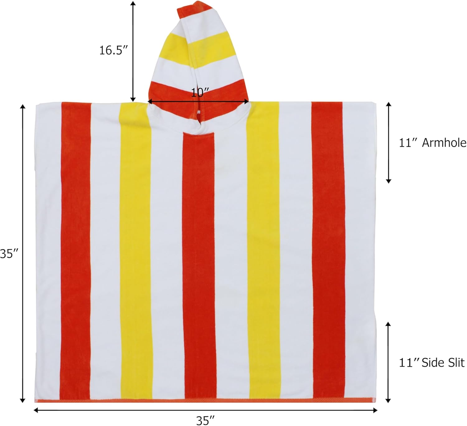 ORIGINAL KIDS Hooded Beach Towel - Swim Cover up Poncho - 100% Cotton Velour XL Hooded Towel for Adults Big Kids - Pool Bath Wearable Swimming Robe - Soft Plush 630 GSM Gift - 35 x 35 - Orange Yellow - Image 3