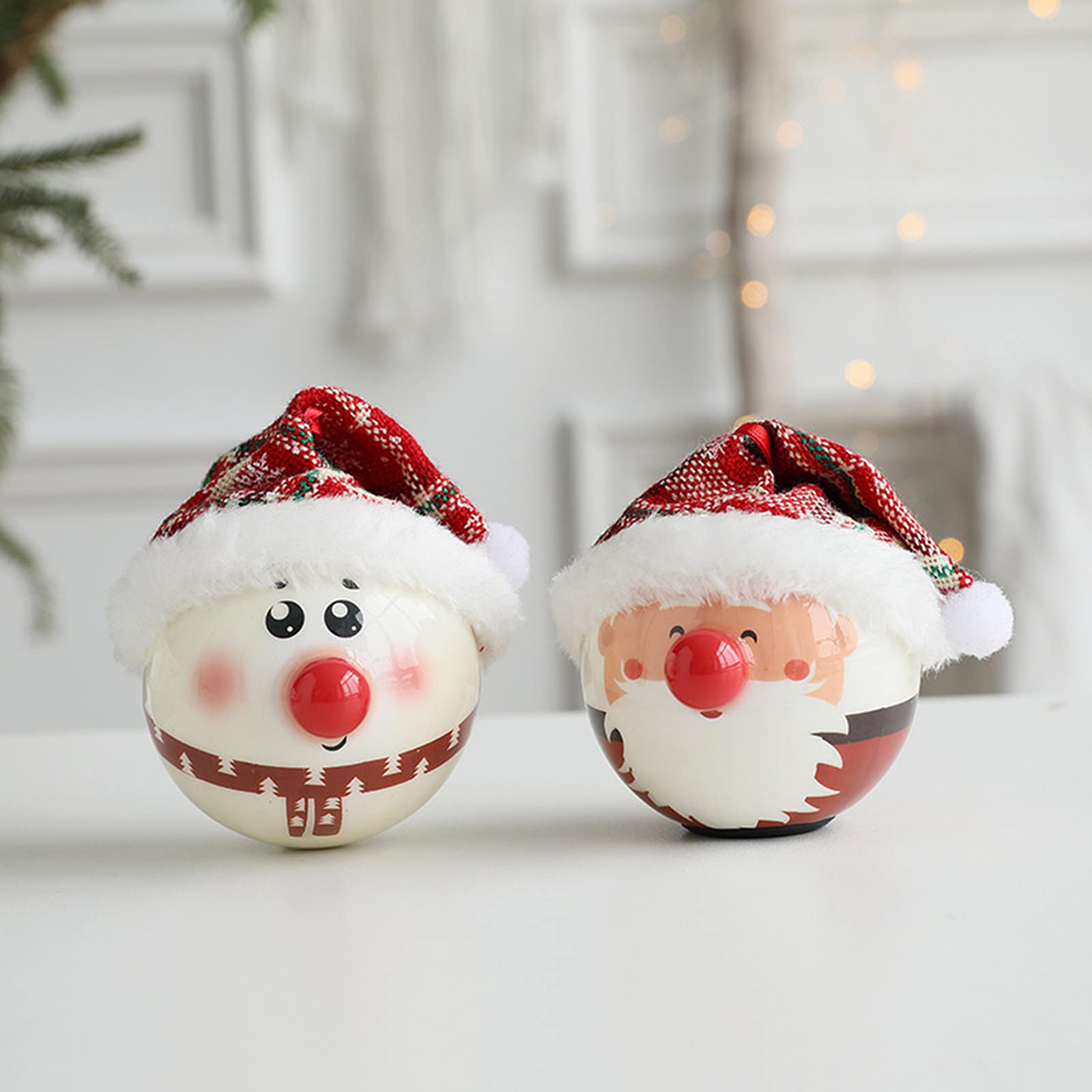 Addobbi Natalizi casa 2 Pezzi Decorazioni a Forma Palla appese, Simpatico Pupazzo Neve Natale, Decorazione Albero Natale, Palla Natale Albero, Decorazioni casa