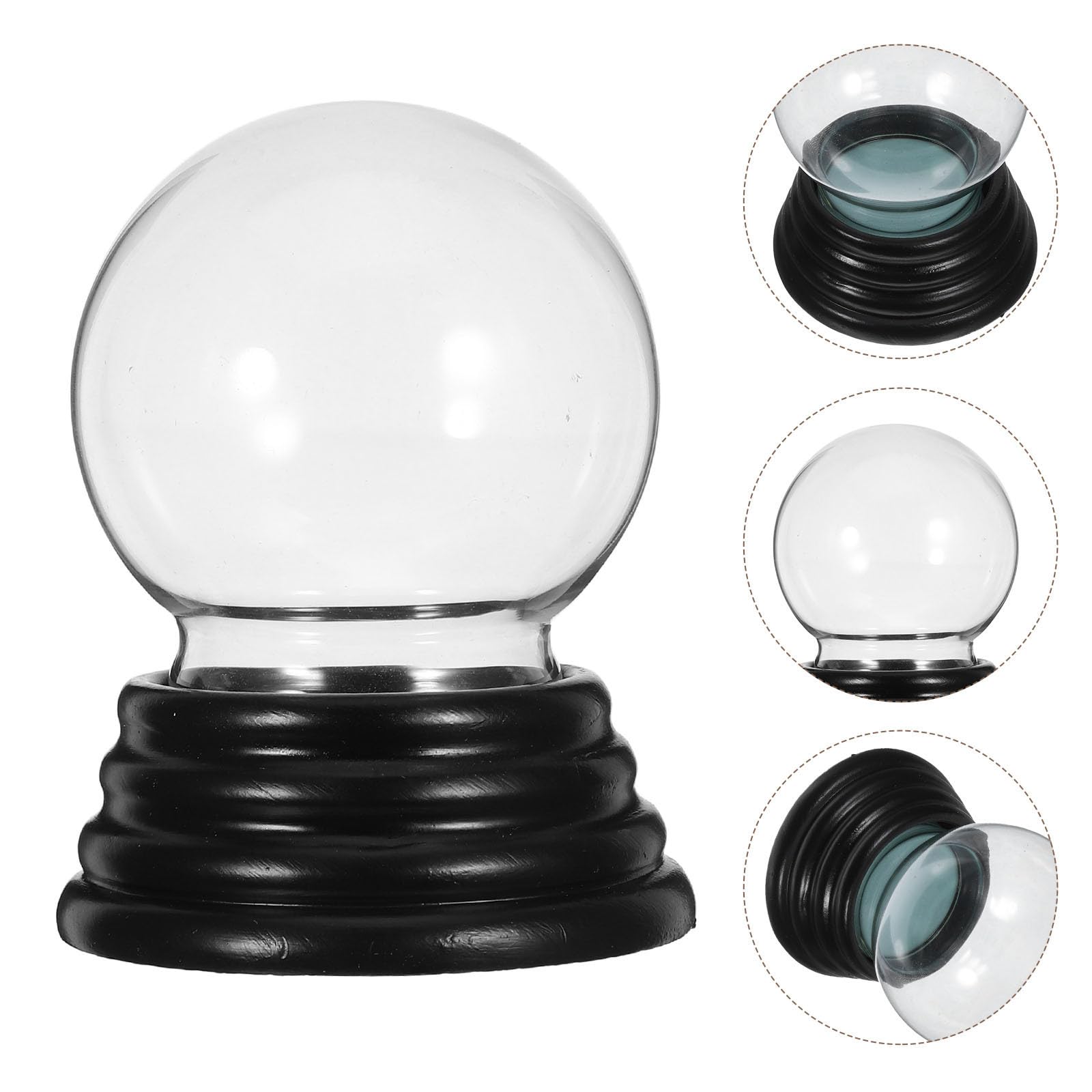 TOYANDONA 3 Piezas Bola de Nieve de Cristal Transparente con Base,