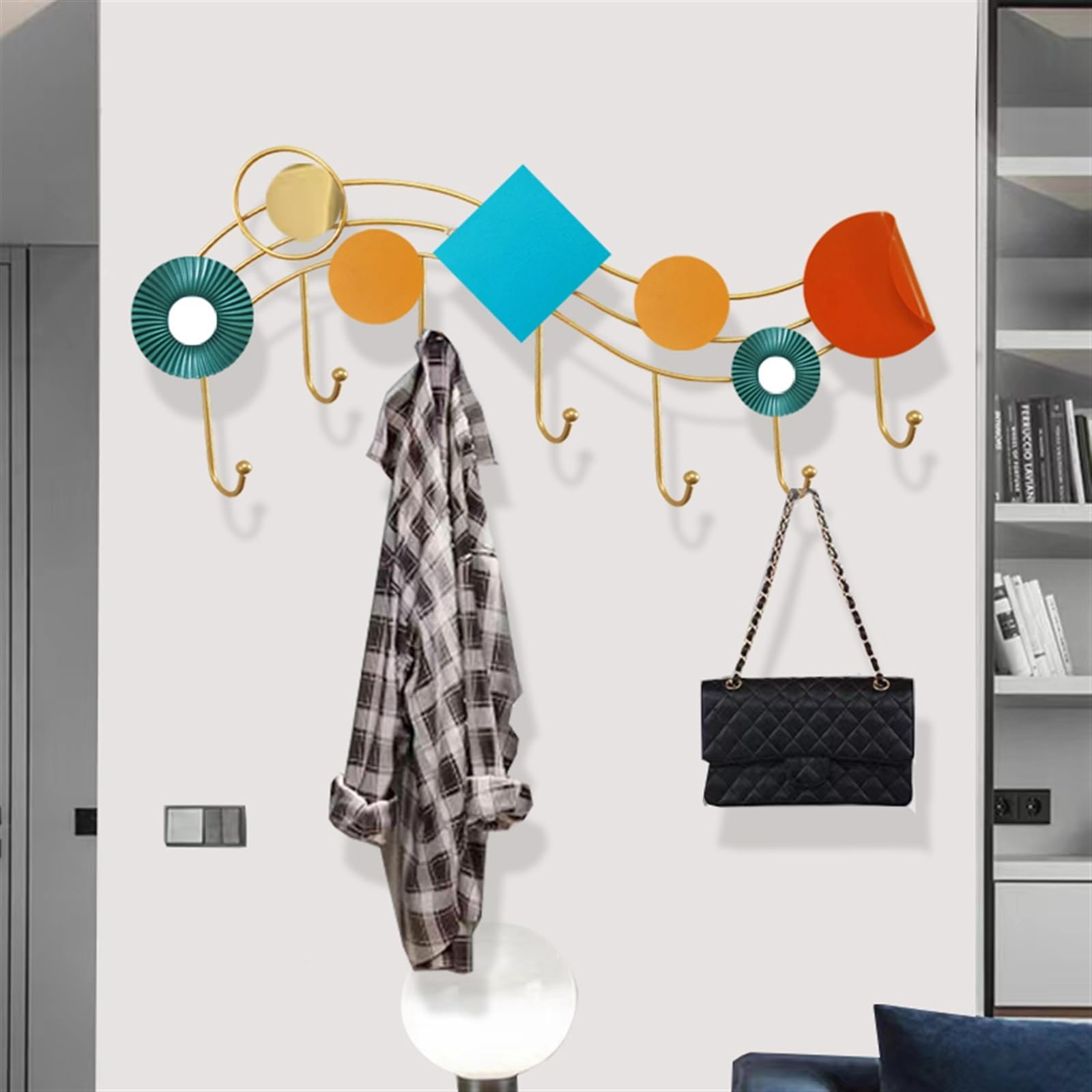 Perchero de pared Ganchos for abrigos simples y modernos, perchero for colgar en la pared del dormitorio, bolsas, perchero for colgar ropa, ganchos for abrigos de pared for el hogar de Metal, ganchos