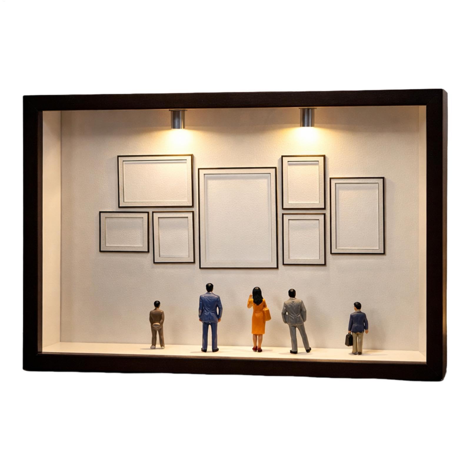Figurka pudełka na zdjęcia, ramka ekspozycyjna, miniaturowa scena, 7 przegródek na zdjęcia i 8 wycięć na figurki, dekoracja do domu, na imprezę, ślub, walentynki, prezent dla rodziny lub