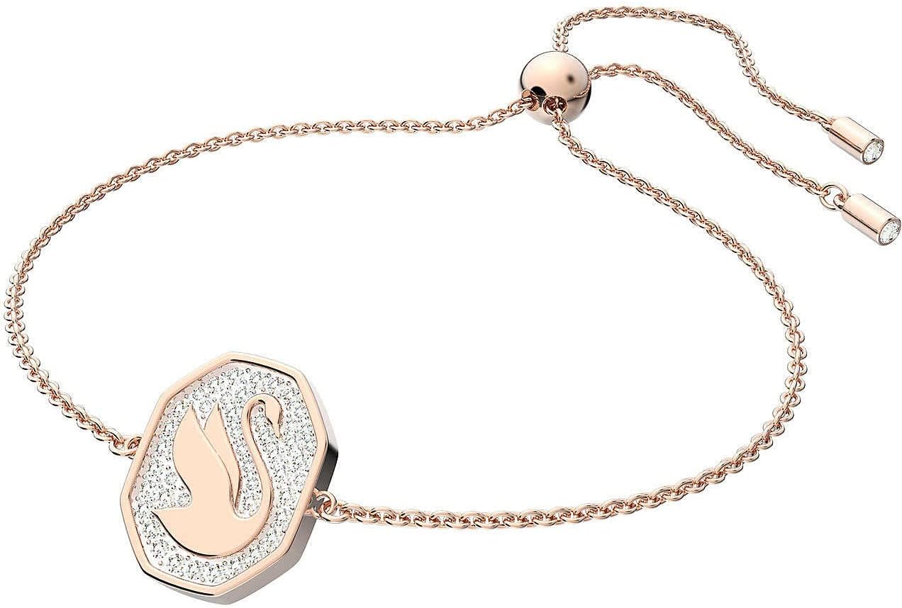 Swarovski Signum bracelet, Swan, White, Rose-gold tone plated