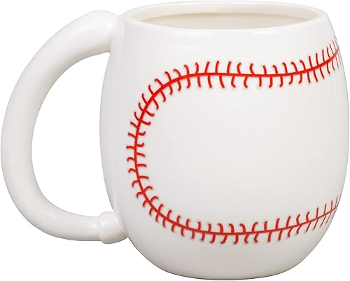 Miniatura 2 de Taza de café de béisbol, regalo de Navidad novedoso para hombres, mujeres, todos los amantes del deporte, 14 onzas, color blanco