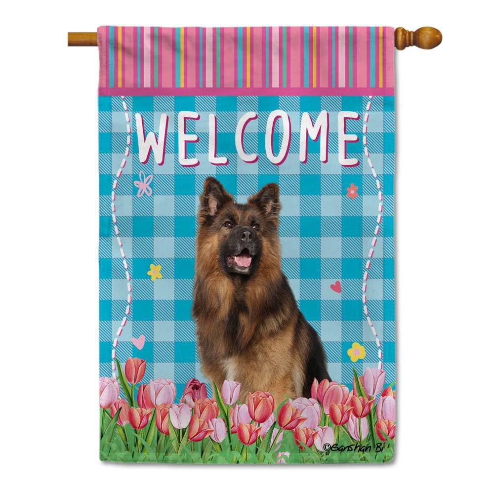 ZAEW Gartenflagge Mit Hundepfoten Und Tulpen – 30,5x45,7 Cm, Doppelseitig, Jute, Für Frühling & Sommer