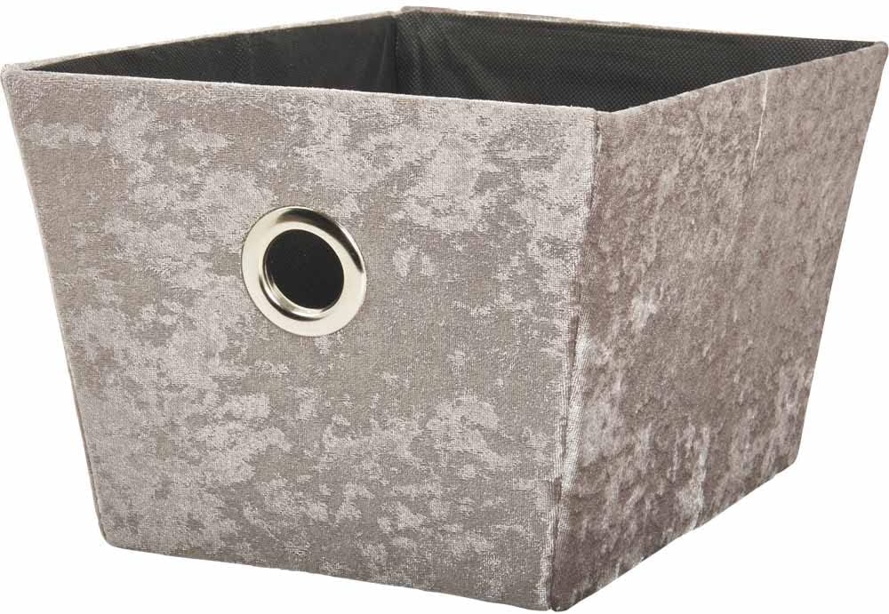 wilko Crushed Velvet Fabric Tote Box, Small Storage Tote Box, Sturdy