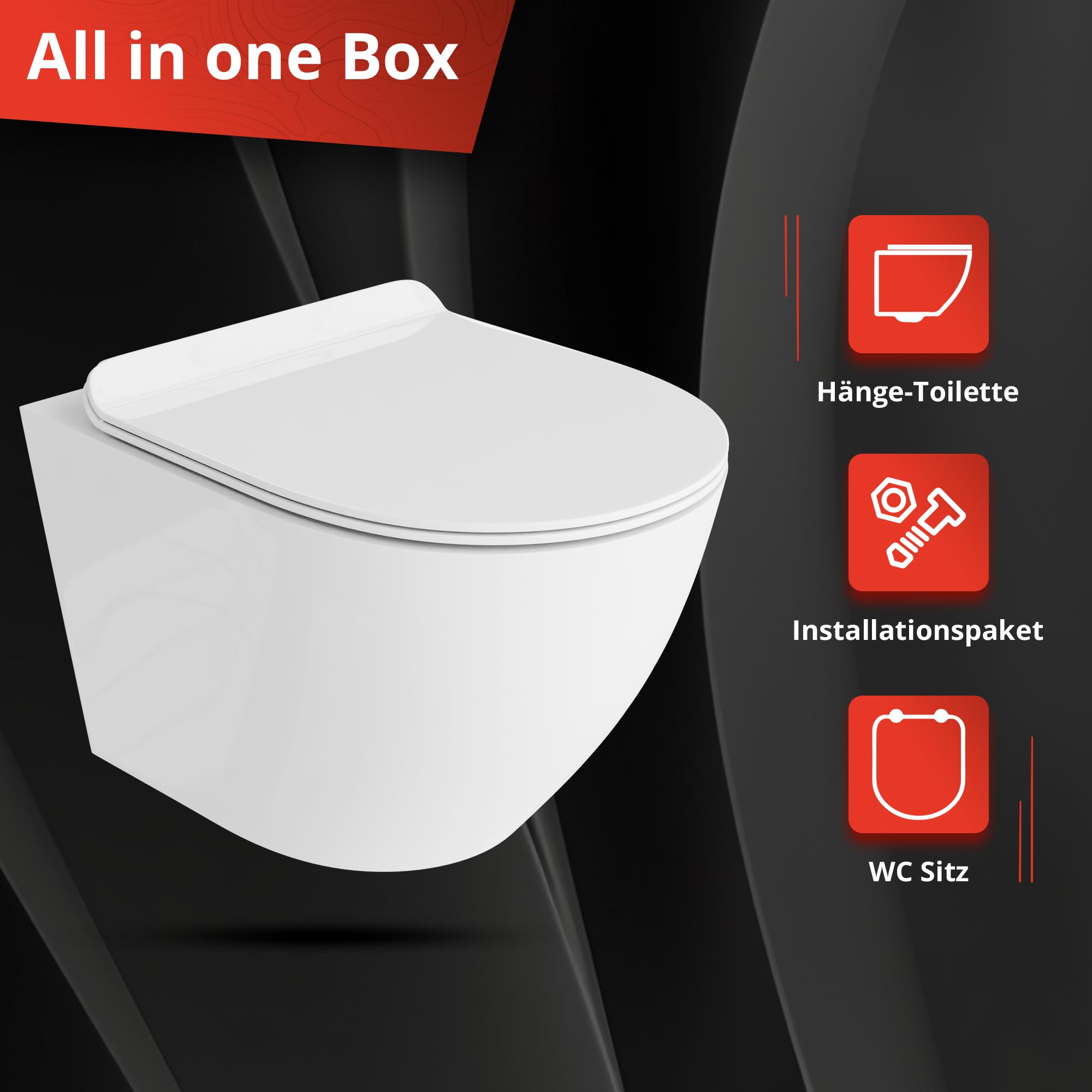Lavita LAV 101 Vorwandelement für WC 40cm + Wand Hänge Tiefspül WC SOFI SLIM Weiß Spülrandlos + Bedienplatte LAV 200.4.1 Weiß | Komplettset | Unterputz Spülkasten | Toilette Komplett Sett