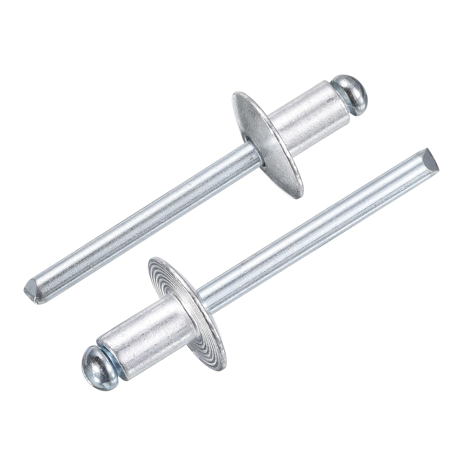 uxcell 50Pcs 1/4" x3/8" Aluminum Blind Rivets, Aluminum Grip and Steel Mandrel, Large Flange Fastener Rivets for Metal, Furniture, Automotive, Silver