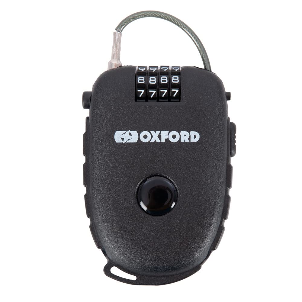 Oxford Products LK100 4-Digit Combination Lock with 75cm Retractable Cable, Black, One Size