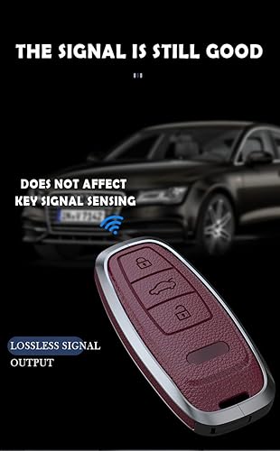 Miniatura 5 de ontto Funda de cuero para llavero de protección completa para Audi, Tipo A-Negro