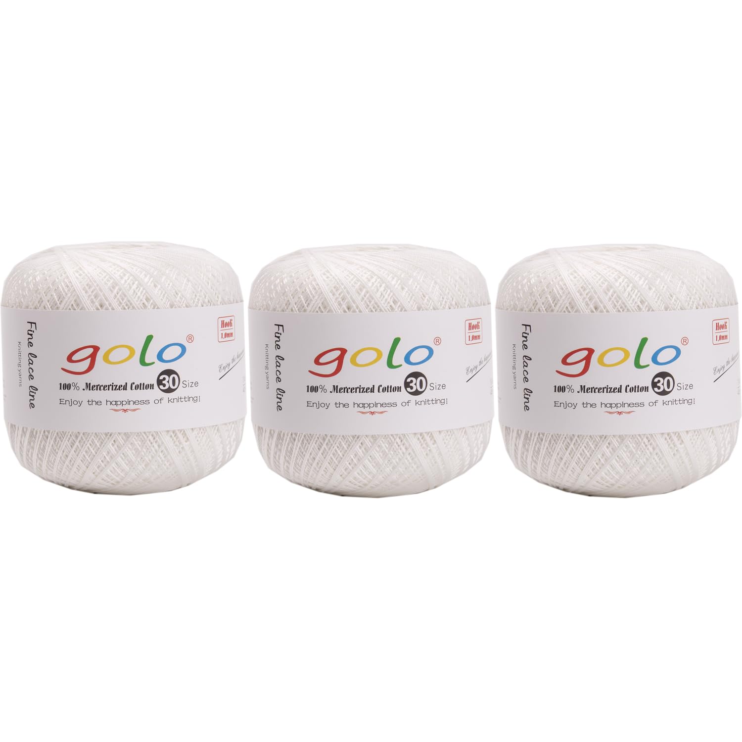 golo 3 Balls Crochet Thread Size 30 Embroidery Thread Yarn for Hand Kniting Yarn for Tatting 703