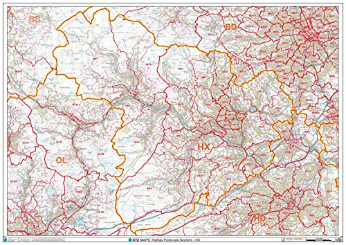 Halifax HX Carte murale à code postal papier secteur commercial livraison