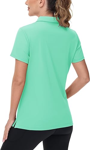 Miniatura 2 de TACVASEN Polo de manga corta con cuello en V para mujer, con protección solar UPF 50+, secado rápido, para golf