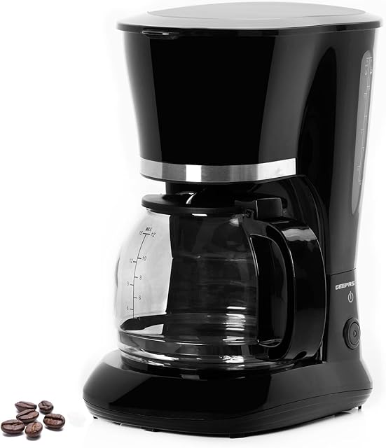 GEEPAS 1.5L Filter Coffee Machine | 800W Coffee Maker for Instant Coffee, Espresso, Macchiato & More | Boil-Dry Protection, Anti-Drip Function, Automatic Turn-Off Feature (Standard) 2 Year Warranty