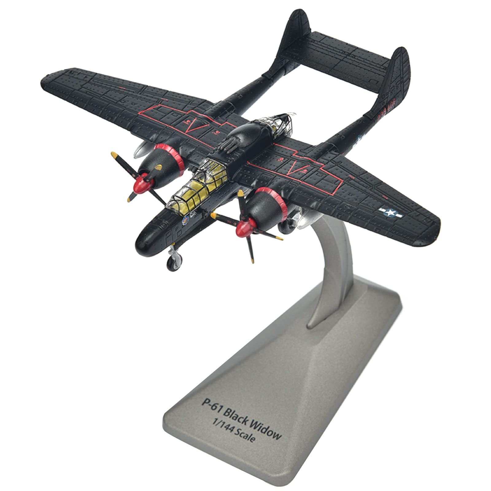 1/144 Scale WWII USAF P-61 Black Widow Bomber Aircraft Model Alloy Model Diecast Plane Model for Collection Accessory