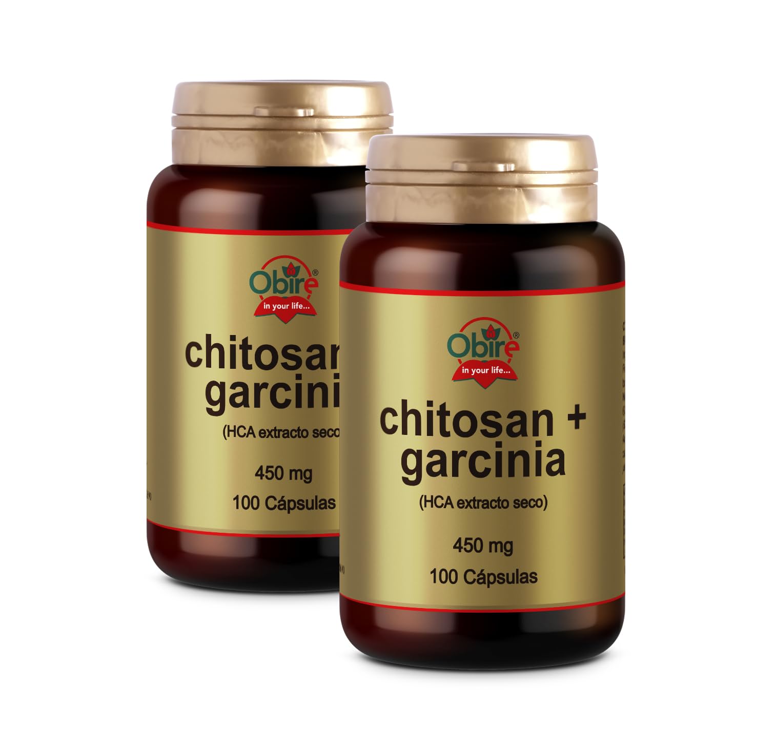 Obire | Chitosán y HCA | Garcinia 450 mg | Extracto Seco 100 Cápsulas | Pack 2 Unidades | Bienestar General