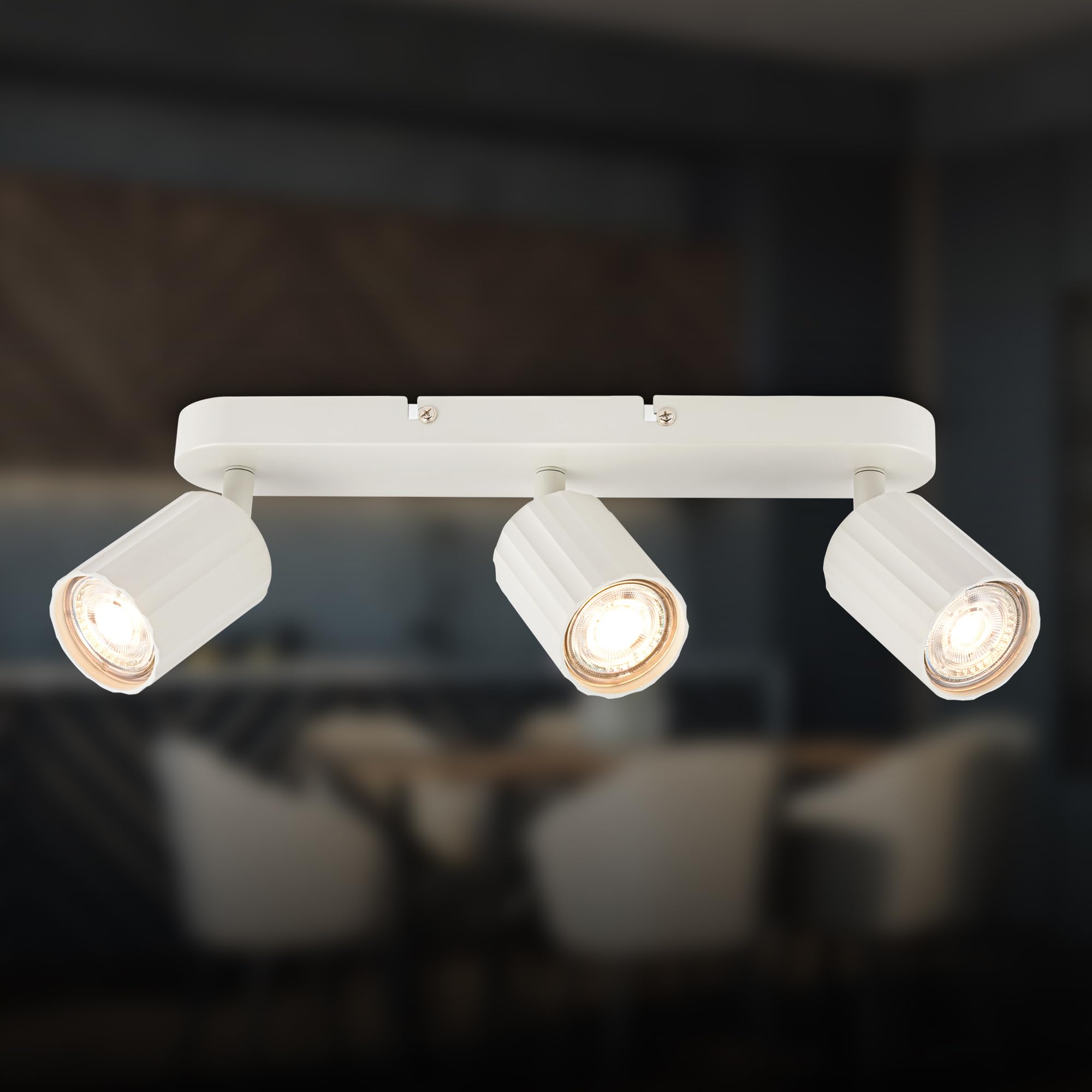BRILONER - Plafonnier avec cannelures, orientable, GU10, max. 9 W, spot de plafond, lustre, luminaire plafonnier, salon, lumière plafond, chambre, lampe plafond, 32,5 cm, blanc cassé
