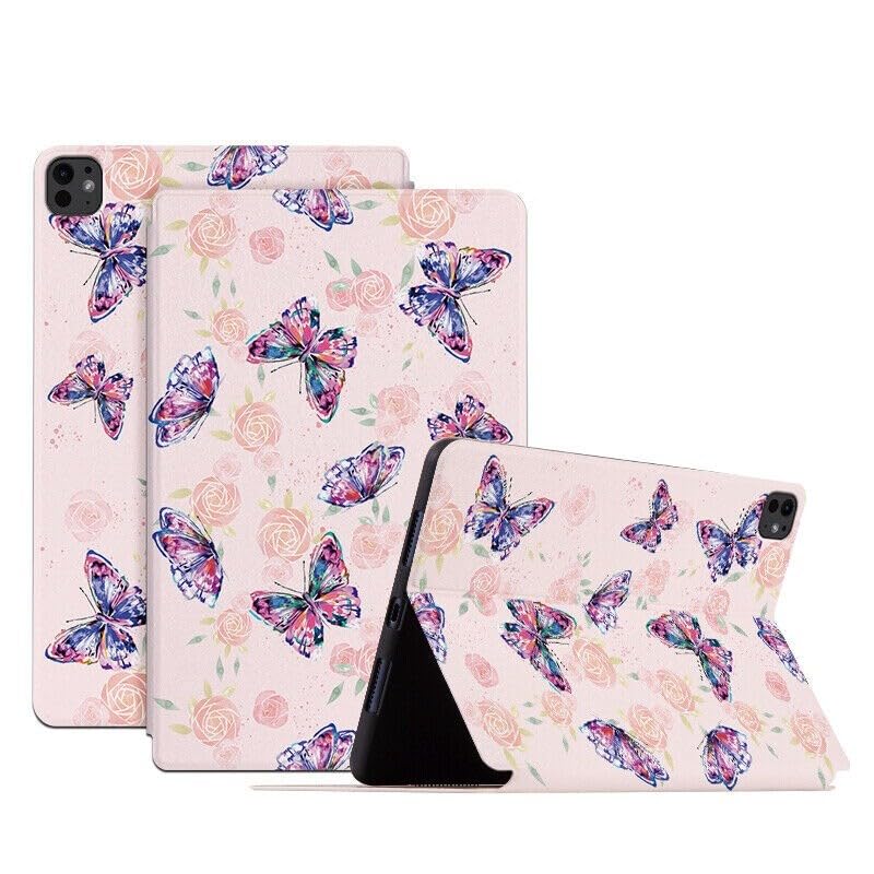 Protégez votre iPad Pro 13 M4 avec style grâce à l'étui rose papillon