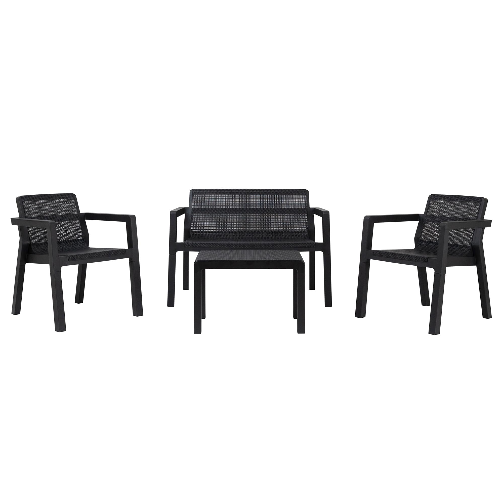 Salon de jardin anthracite Riviera Toomax en résine robuste Plastmeccanica 4 pcs
