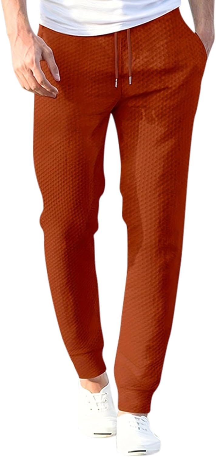 Athletic Pants for Men Casual Solid Trousers Work Hiking Slim Joggers Drawstring Sweatpants Active Running Leggings