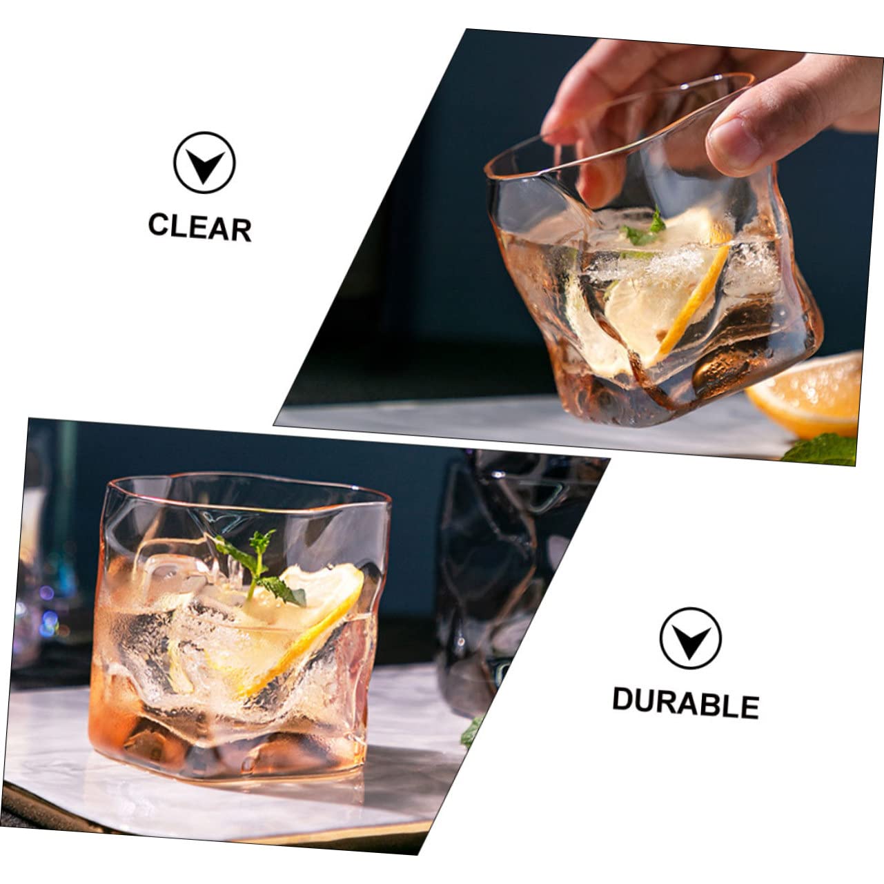 Gobelet à Boire en Verre 2 Pcs, Verre Simple pour Usage Quotidien