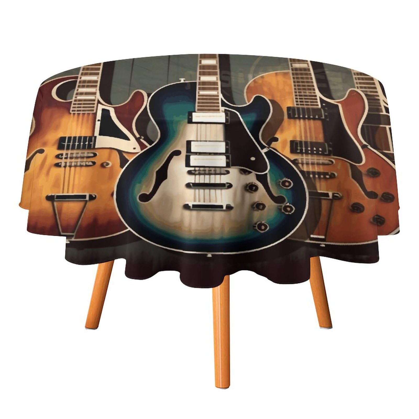 Nappe artistique guitares pour pique-nique et repas de fête en extérieur